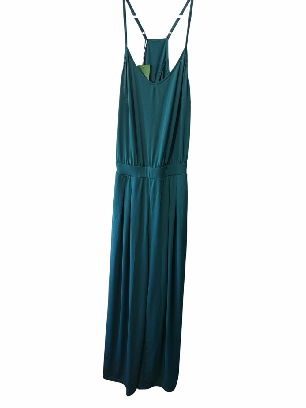 Halara size Small Teal Jumpsuit with adjustable spaghetti straps! Wide leg! NWT!